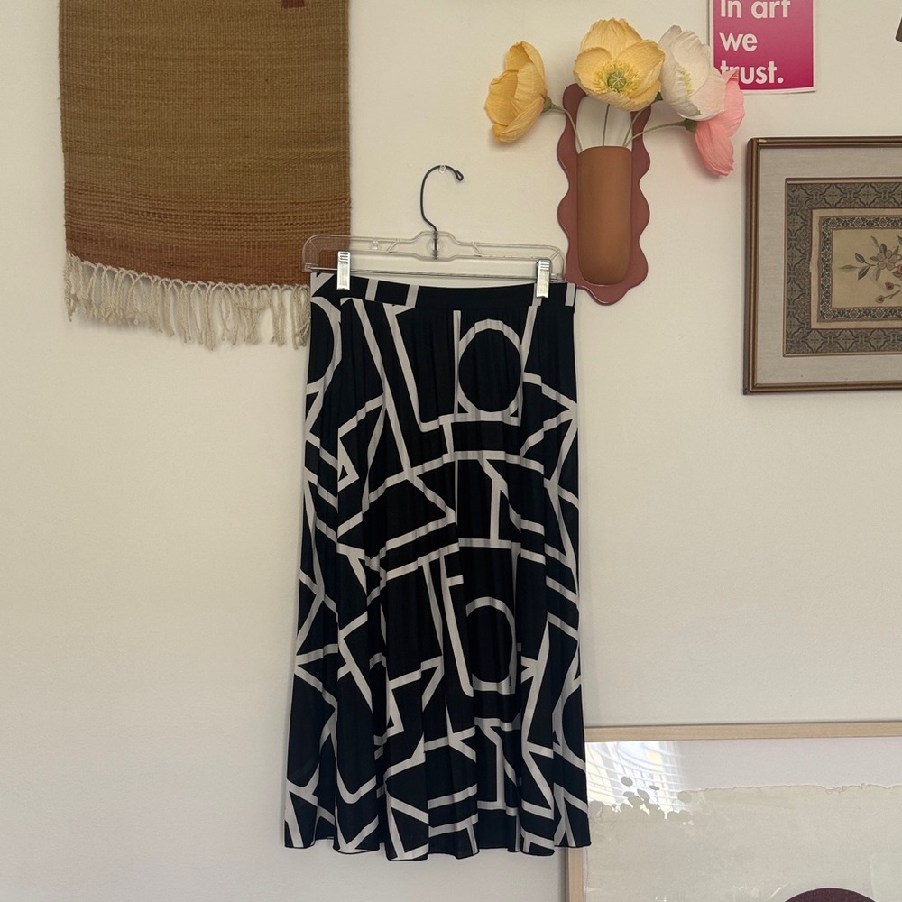 ASOS Black & Cream Geometric Maxi Skirt — Elegant A-Line Flow